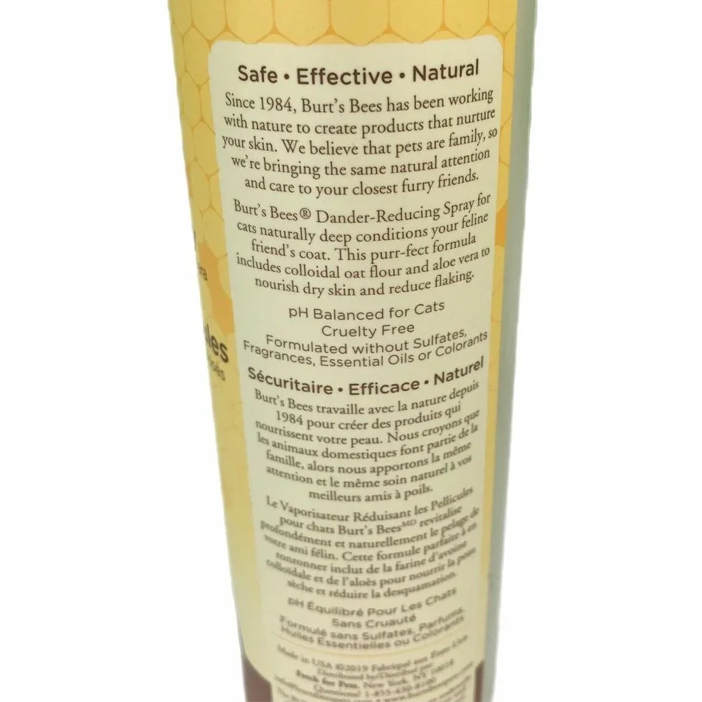 2/$20 Burt'S Bees Cat Dander Reducing Spray Colloidal Oat Flour & Aloe Vera (2)